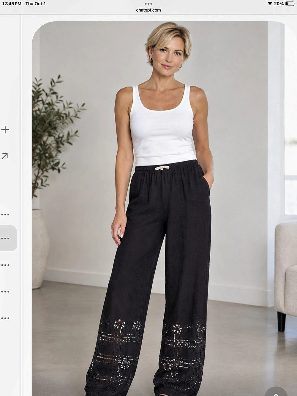 Rebecca Minkoff Silk Wide Leg Lace Hem Pants in Black Size 4. Fits me a 10.
